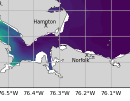 NOAA James River jellyfish map for today, Chesapeake
