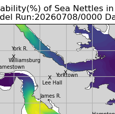 NOAA James River jellyfish map for today, Gloucester County