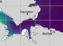 NOAA James River jellyfish map for today, Hampton