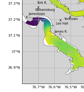 NOAA James River jellyfish map for today, Isle of Wight County