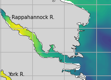 NOAA Rappahannock River jellyfish map for today, Lancaster County