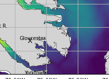 NOAA Rappahannock River jellyfish map for today, Mathews County