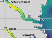 NOAA Rappahannock River jellyfish map for today, Middlesex County