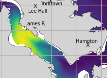 NOAA James River jellyfish map for today, Newport News