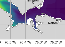 NOAA James River jellyfish map for today, Portsmouth