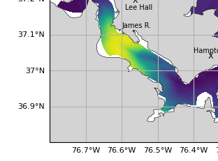 NOAA James River jellyfish map for today, Suffolk
