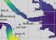 NOAA James River jellyfish map for today, Yorktown